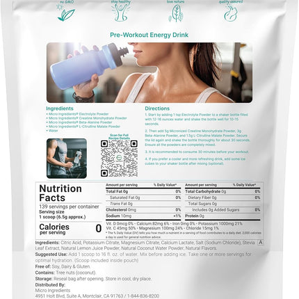 Micro Ingredients Electrolyte Powder, 2 lbs (139 Servings) | Lemon Raspberry Flavor | No Sugar, Keto Friendly