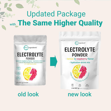 Micro Ingredients Electrolyte Powder, 2 lbs (139 Servings) | Lemon Raspberry Flavor | No Sugar, Keto Friendly