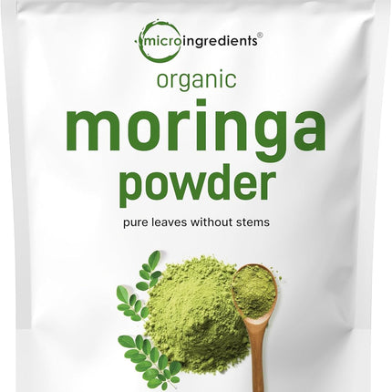 Micro Ingredients Organic Moringa Leaf Powder 2 lb – Pure Oleifera Superfood, Antioxidant Rich, Vegan
