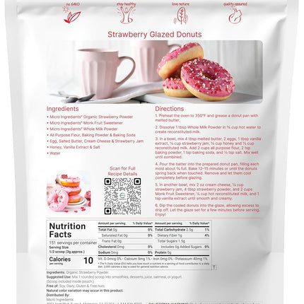 Organic Strawberry Powder 1lb – 100% Natural Fruit Powder for Drinks, Smoothies & Baking
